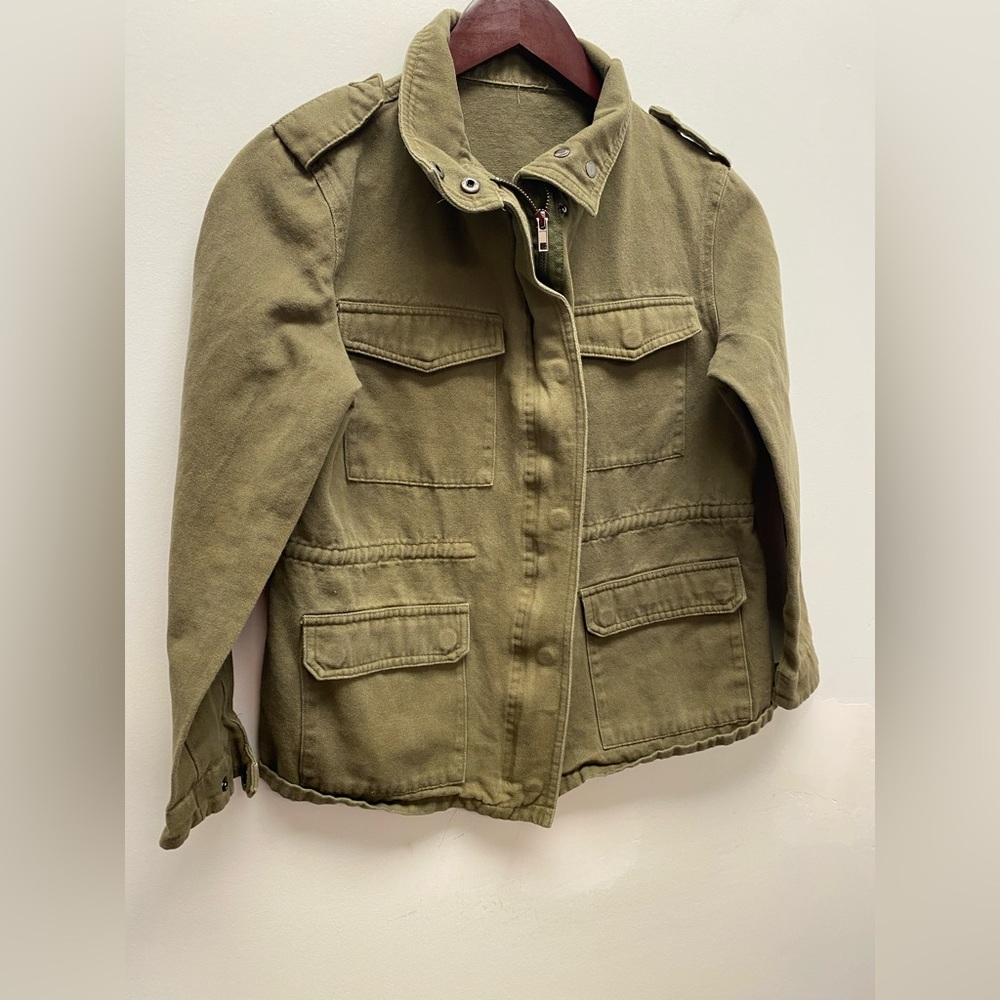 4 for $25 🫒 Olive / Army Green Utility Jacket No Size Tag M - Check Meaurements